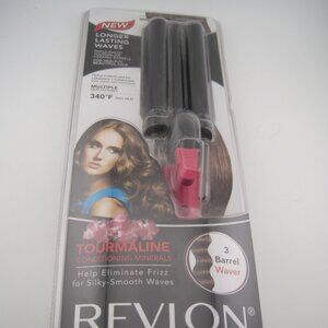 Revlon RVIR3005 Perfect Heat 3 Barrel Ceramic Hair Waver Pink Black Iron Curler